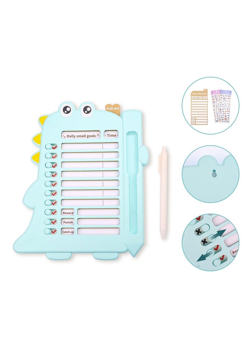 Kids Chore Chart  Reward Checklist: Dry Erase Daily Routine Board with Cute Animal Design | Responsibility Morning Schedule for Children, Toddlers | Home Behavior Management Tool (Blue) - Image 2